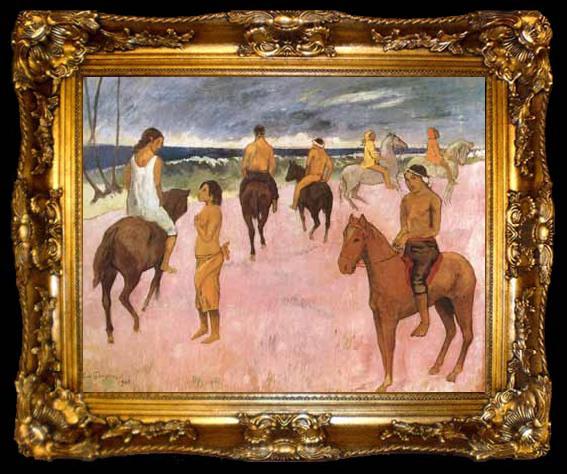 framed  Paul Gauguin Riders on the Beach (mk07), ta009-2